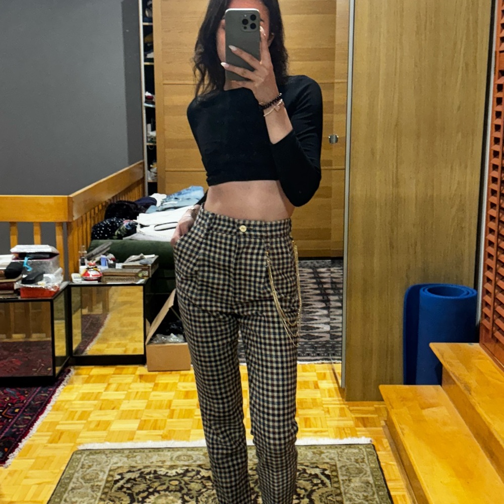 Just Cavalli Black and Brown Trousers High-Waisted Tailored